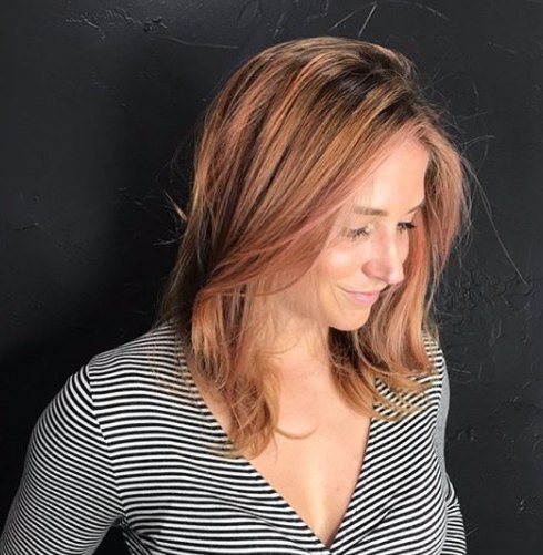 Copper rose color with soft face-framing layers